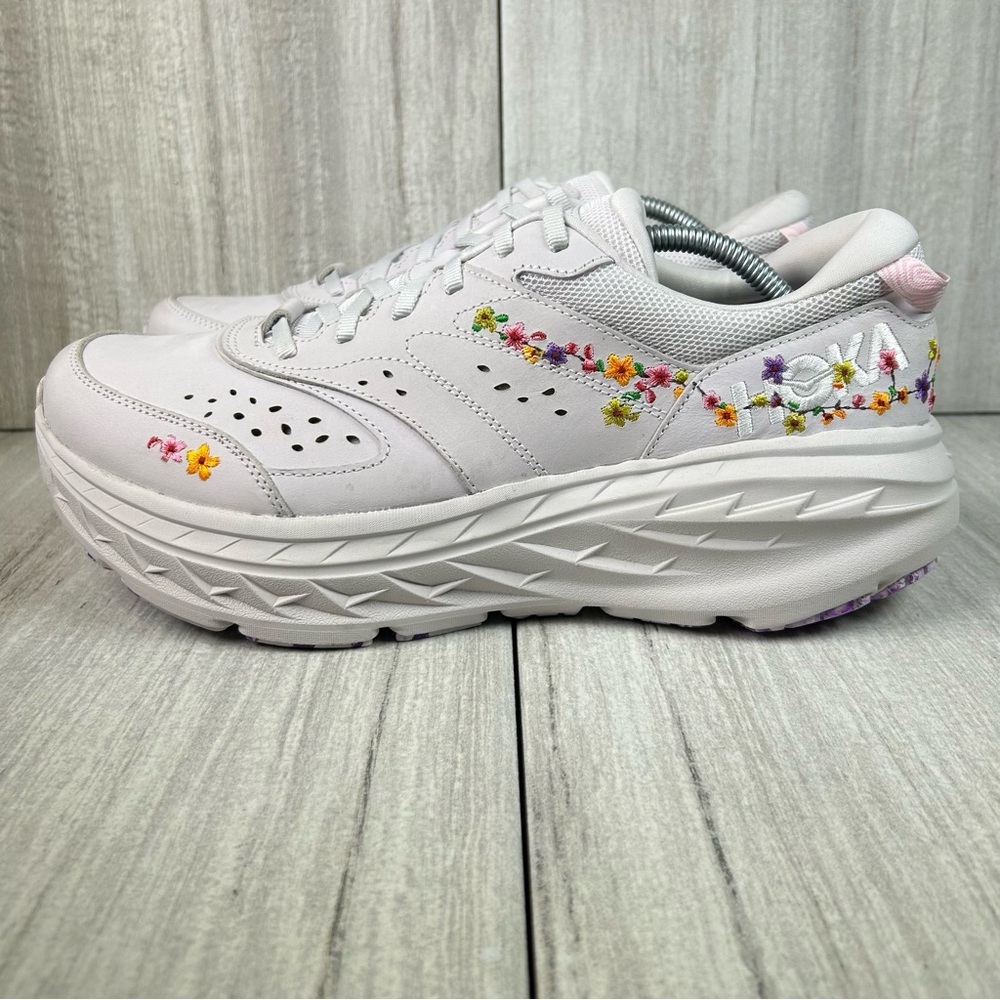 NEW Hoka One One Bondi L BP Floral Nubuck Leather Athletic Sneaker Mens Size 13 - Picture 3 of 10